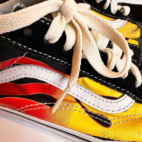 Vintage Vans Old Skool Flame Print Sneakers Women's 8 y2k skate cyber - Picture 7 of 11